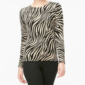 JCREW Classy TEDDIE zebra Small S Sweater Black and brown *So Soft*